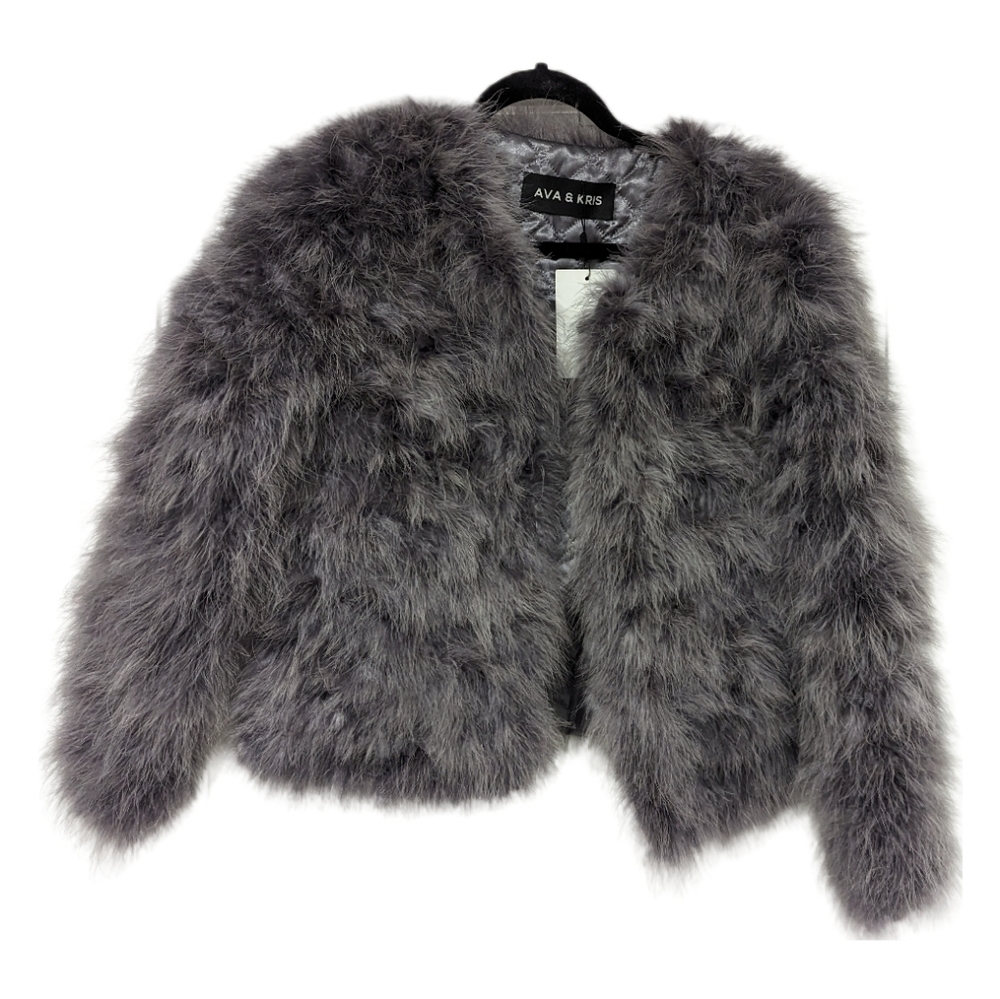 AVA & KRIS • Cropped Feather Jacket (NWT) - Picture 4 of 4
